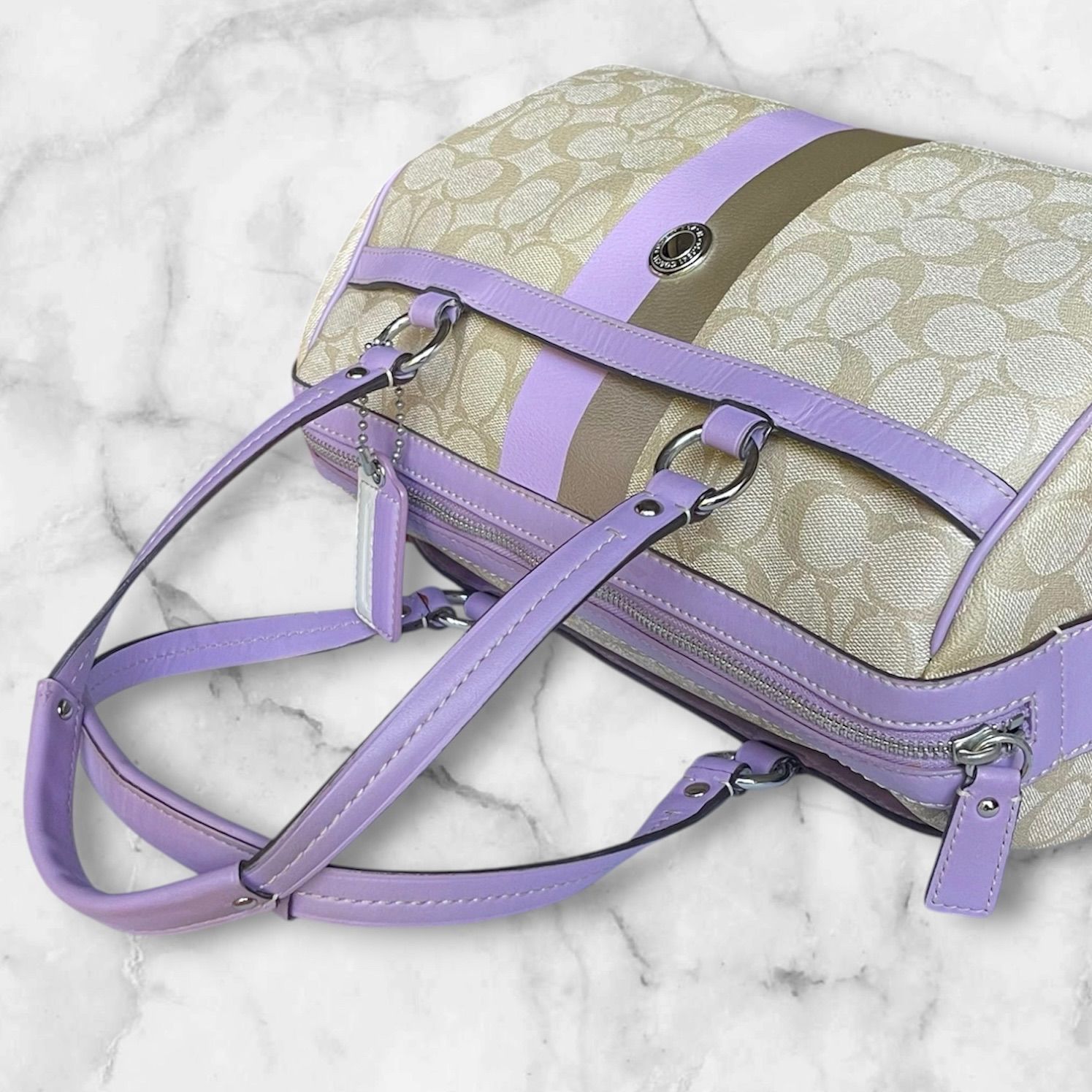 COACH コーチ シグネチャー ミニボストン ハンドバッグ サッチェル 