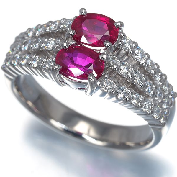 ルビー 1.11ct ダイヤ ダイヤモンド 0.43ct クラシック 透かし リング Pt900 #196975