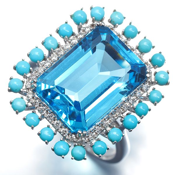 トパーズ 8.66ct ターコイズ トルコ石 0.66ct ダイヤ ダイヤモンド