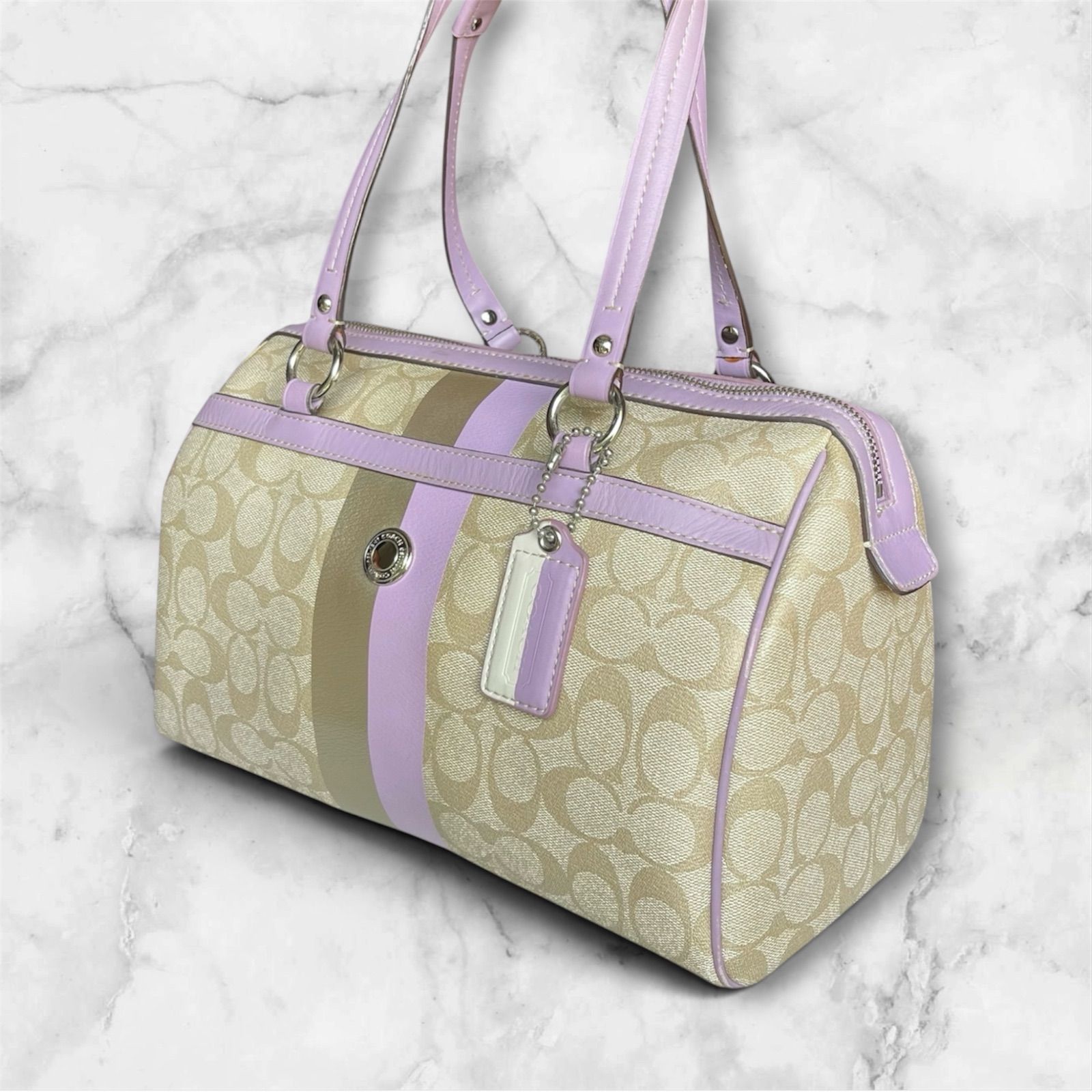 COACH コーチ シグネチャー ミニボストン ハンドバッグ サッチェル 