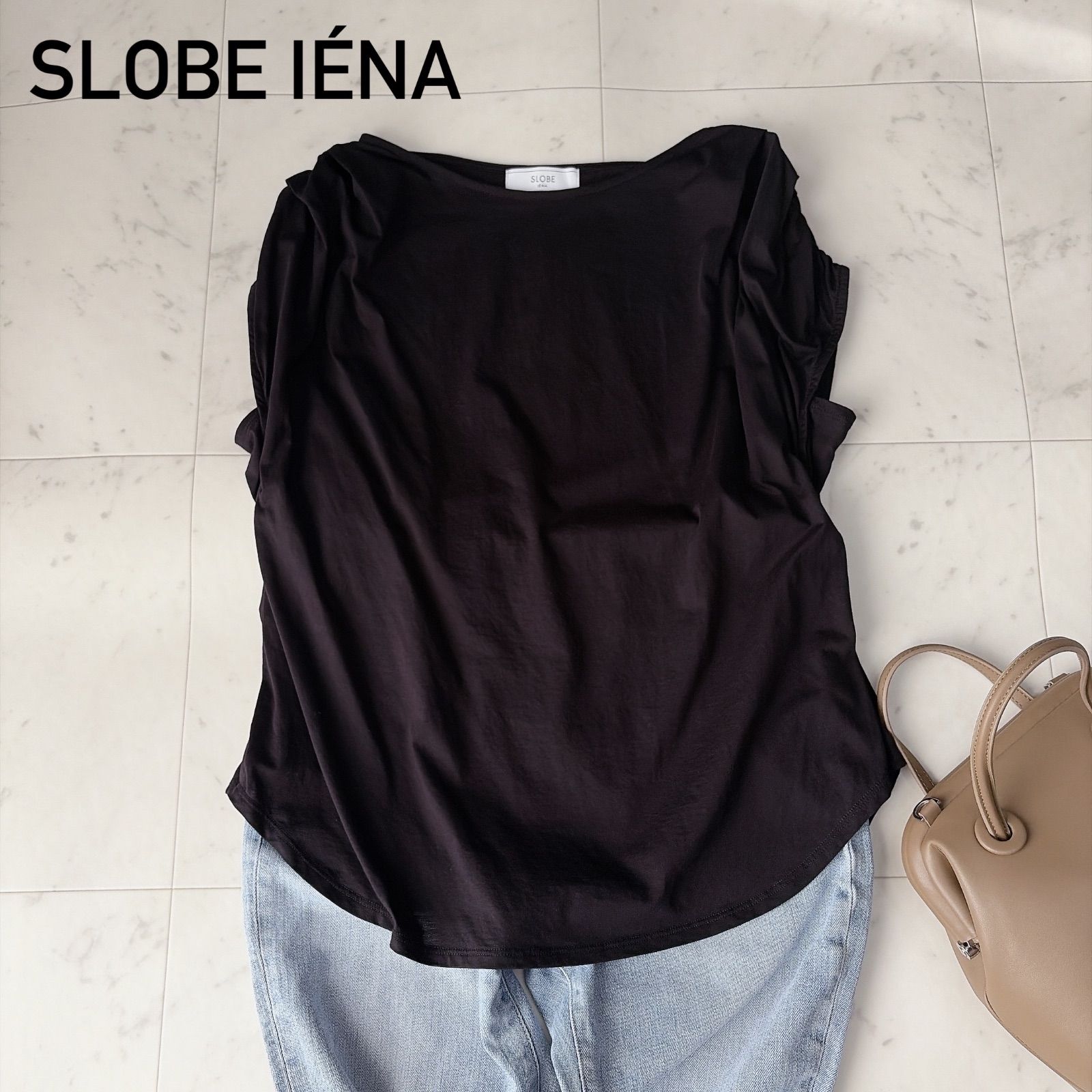 SLOBE IÉNA】ギャザー フレンチ スリーブ プルオーバー カットソー 