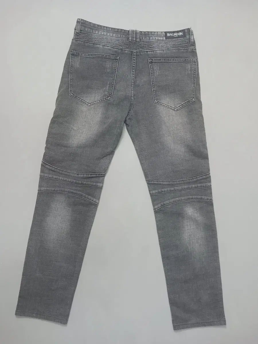 バルマンオム バイカーデニム 32 グレー ジーンズ BALMAIN HOMME 32 BALMAIN バルマン グレー スティッチ 補強 バイカー スリム ジーン