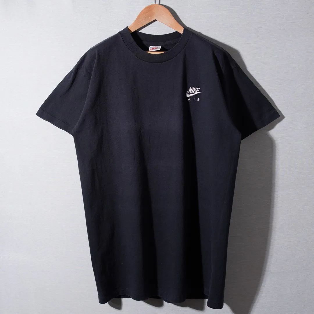 90s USA製 銀タグ ナイキ NIKE Tシャツ L ブラック ロゴ刺繍 シングル