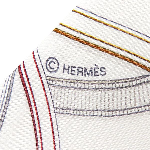 エルメス HERMES スカーフ ツイリー シルク ホワイト×グリペルル