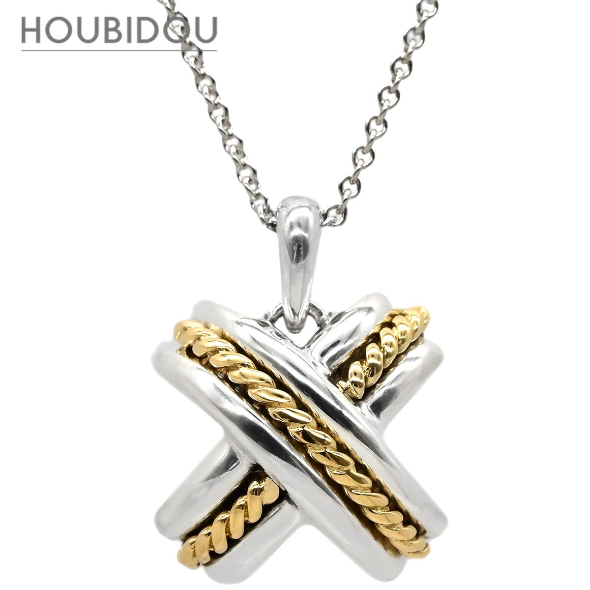 ティファニー Tiffany & Co ネックレス シグネチャー イエローゴールド×シルバー Au750 18K YG AG925 コンビ 【中古】