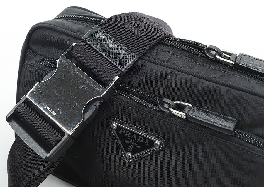 プラダ / PRADA Re-Nylon × サフィアーノレザー ベルトバッグ 2VL977