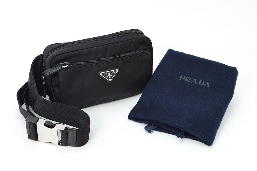 プラダ / PRADA Re-Nylon × サフィアーノレザー ベルトバッグ 2VL977