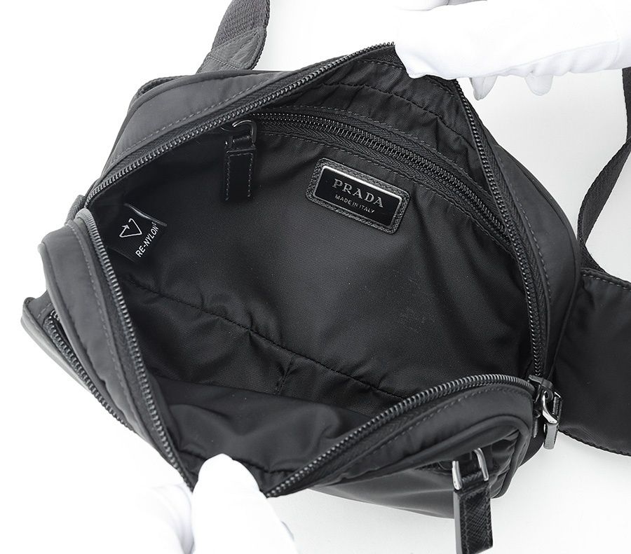 プラダ / PRADA Re-Nylon × サフィアーノレザー ベルトバッグ 2VL977