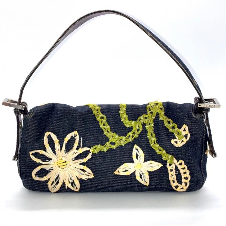 FENDI フェンディ マンマバケット デニム 花柄 フラワー 刺繍