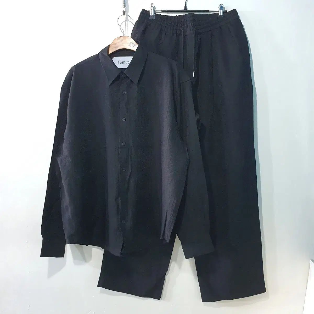 SS新作) サテン スラブ シャツ セット 3color M L
