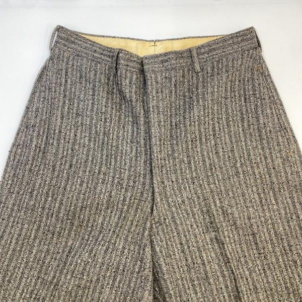 中古】50-60s ブランド不明 ウール絣柄 スラックス CONMARジップ