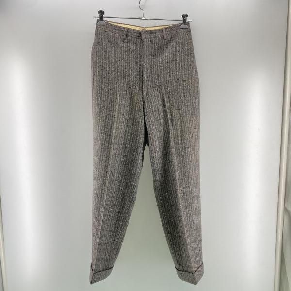 50s vintage ウールスラックス CONMARジップ 中古】50-60s ブランド不明 ウール絣柄 スラックス CONMARジップ