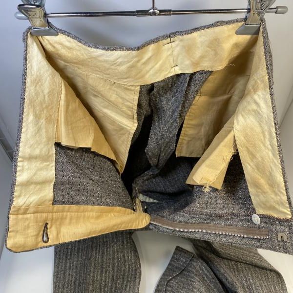 中古】50-60s ブランド不明 ウール絣柄 スラックス CONMARジップ