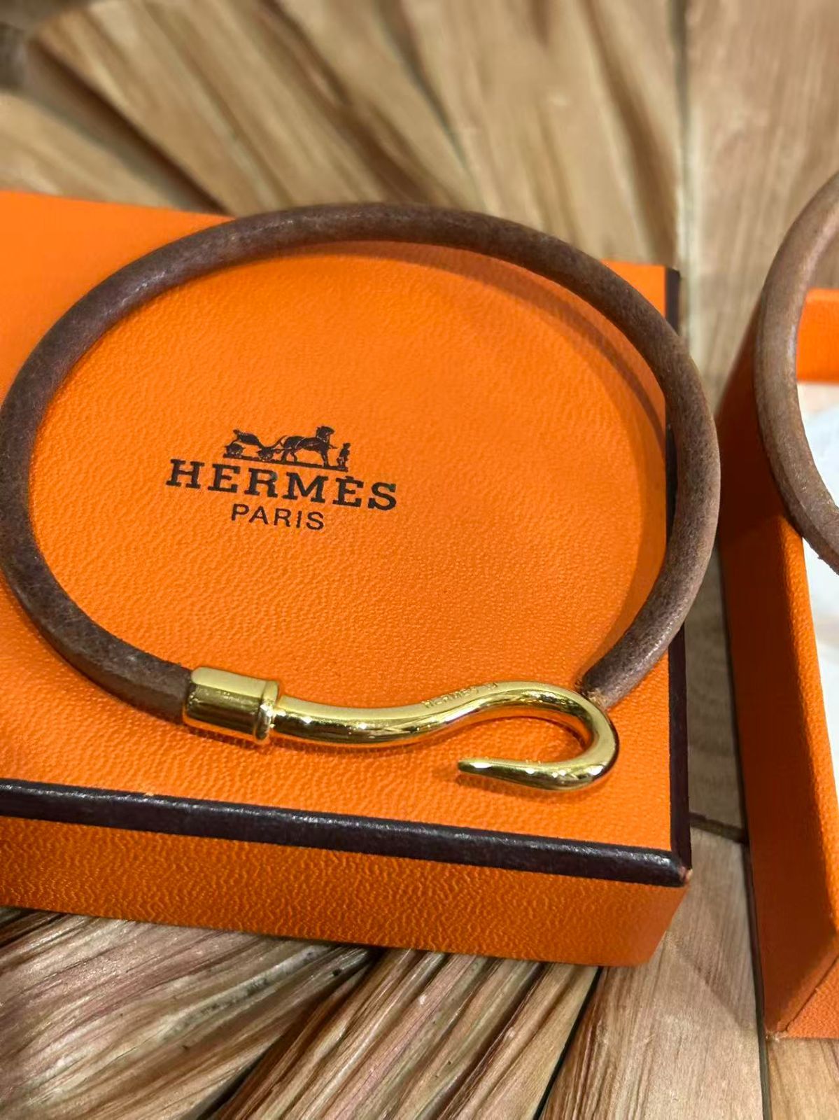 中古正規品 HERMES エルメス ジャンボブレス 金具 ゴールド レザー