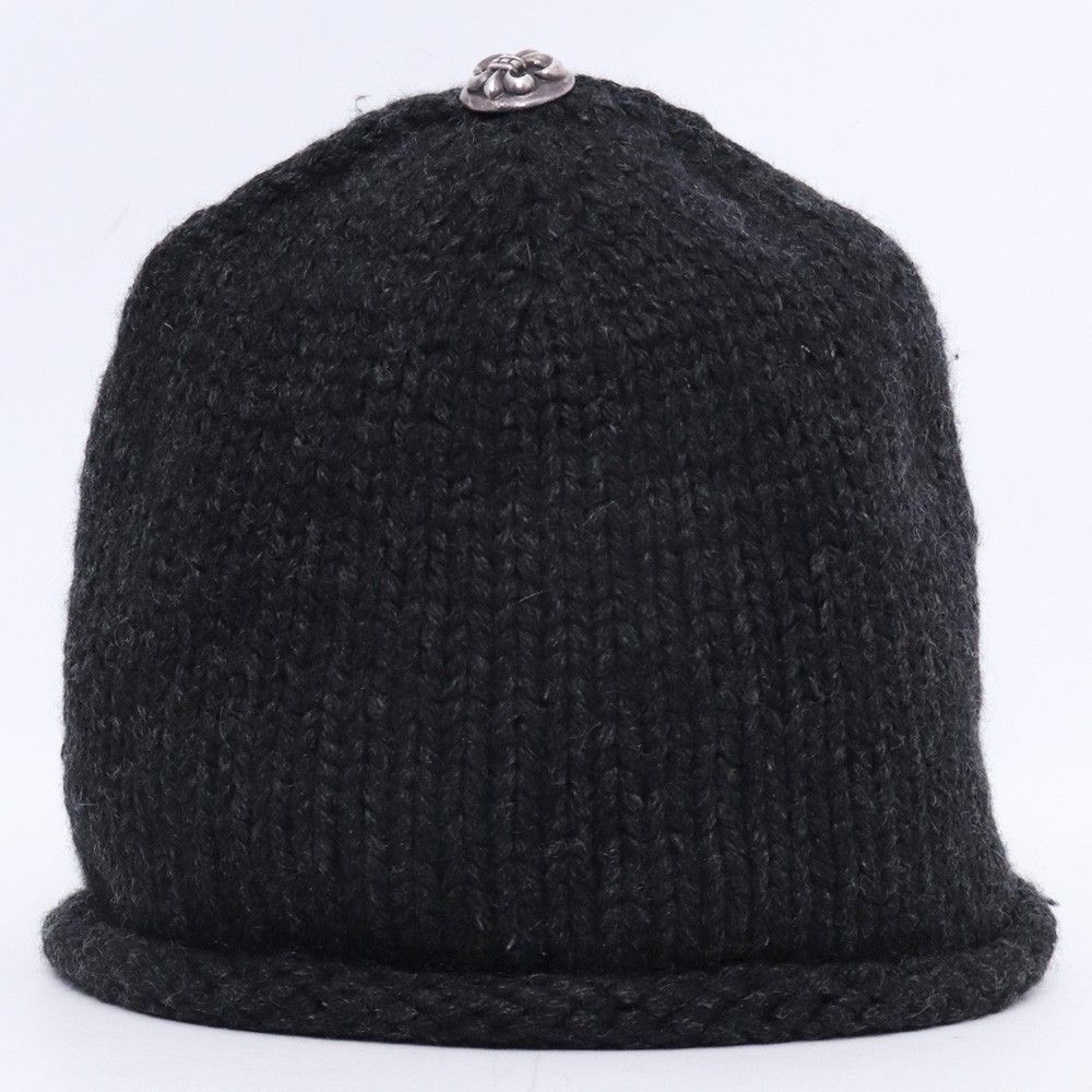 CHROME HEARTS カシミヤ BSフレア レザーパッチ ビーニー ブラック
