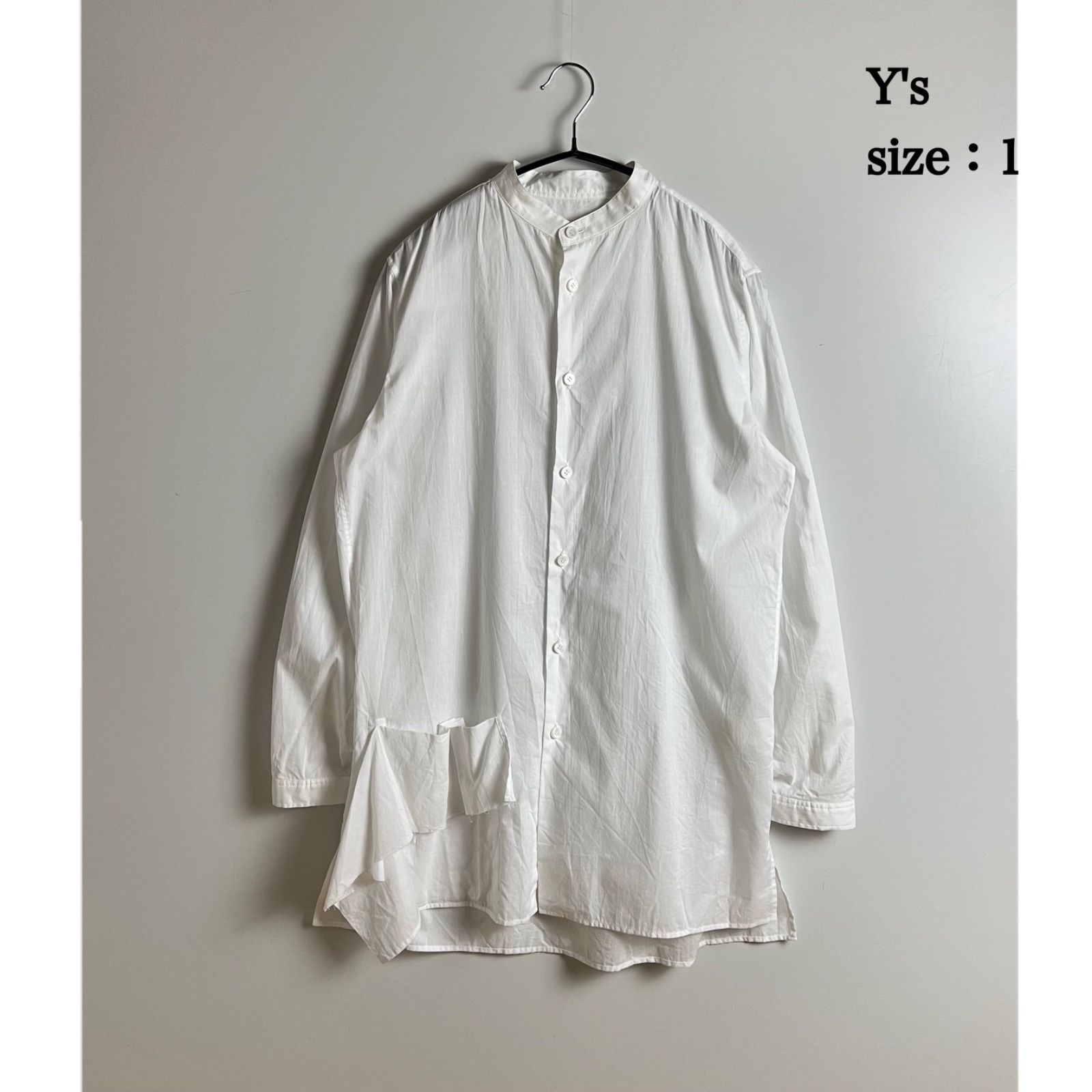 YOHJI YAMAMOTO ホワイト シャツ　ヨウジヤマモト　ロング丈　綿　M Y's yohji yamamoto 2024aw SC long shirts 1 YB-B05-030 ワイズ