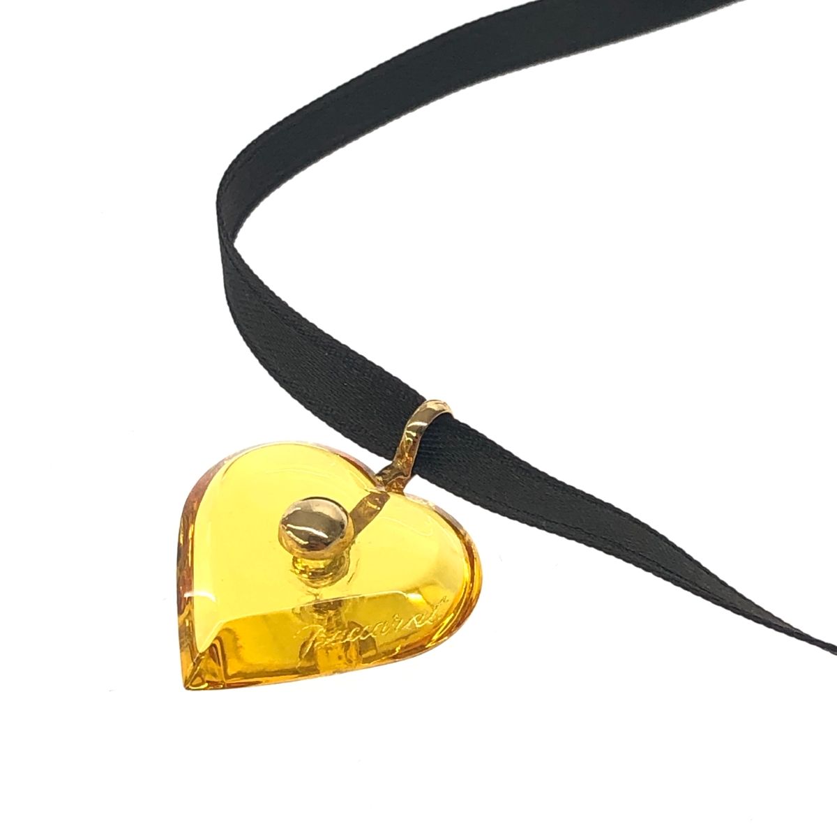 良好 Baccarat バカラ ハート ネックレス イエロー 750金具 レディース アクセサリー　240001149533