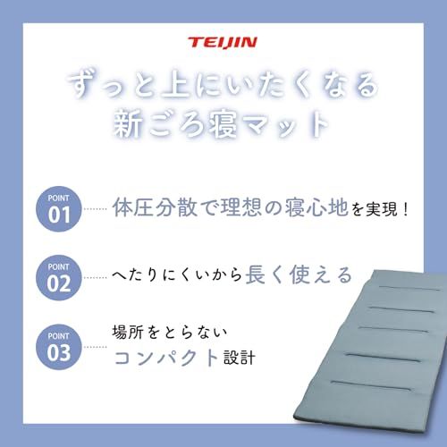 テイジン ごろ寝マット 65×180cm 収納ケース付き 軽量 コンパクト体圧分散 車中泊 キャンプ 高耐久 折りたたみ へたりにくい 蒸れにくい 通年 災害グッズ ポリエステル★m 67f33ca0