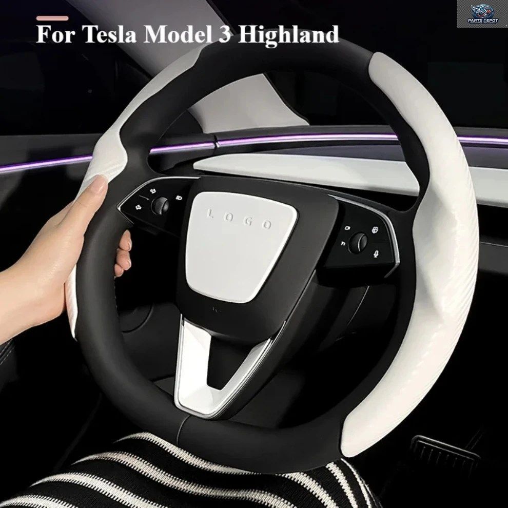 ステアリングホイールカバー テスラ モデル3 ハイランドホワイト インテリアステッカー 車の装飾改造 モデル3
