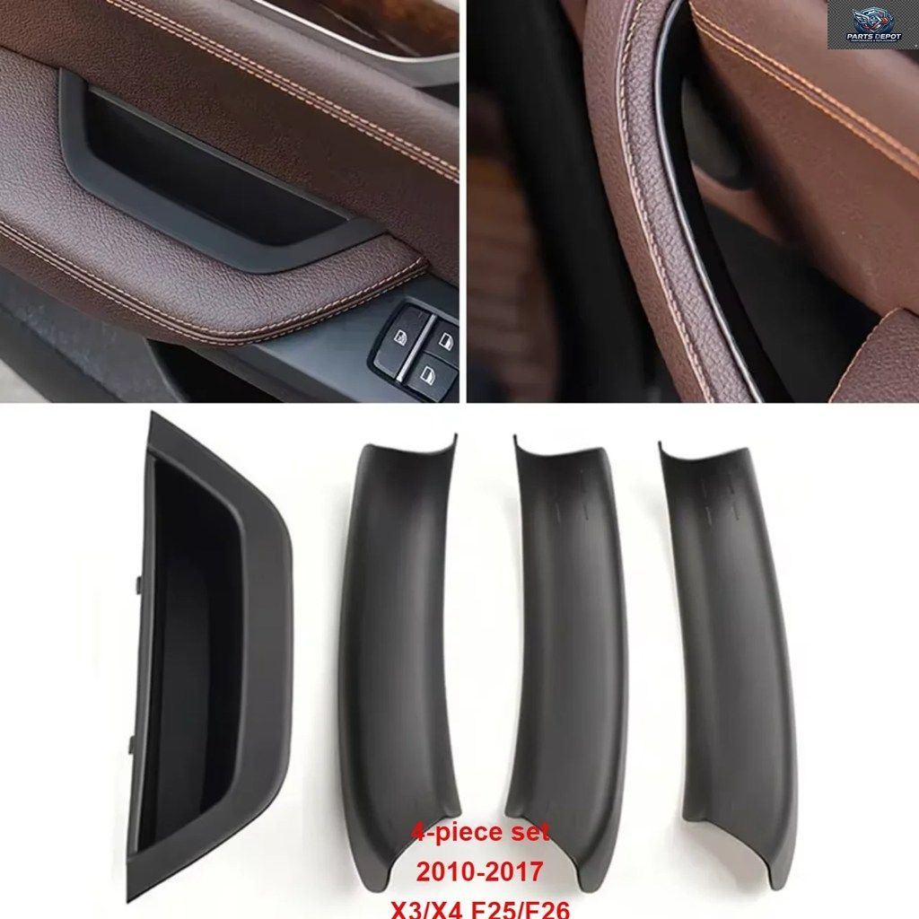 BMW X3 X4 F25 F26 2 車用インテリアドアハンドルプルカバー 左ハンドル車用 /カーボンファイバー/ベージュ