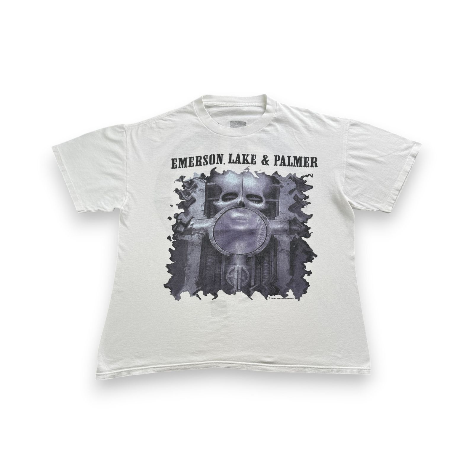 希少 90s エマーソン レイク & パーマー ビンテージ Tシャツ 1992 恐怖の頭脳改革 EMERSON LAKE & PALMER 白 シングルステッチ プログレ ELP ba-t-2505-025