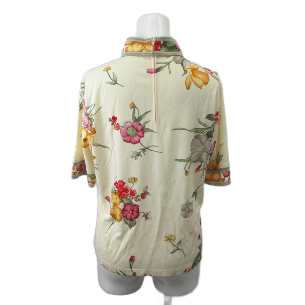 レオナール LEONARD カットソー LL ベージュ マルチカラー 花柄 ハイネック 半袖 Tシャツ /PP ■GY44｜詳細画像