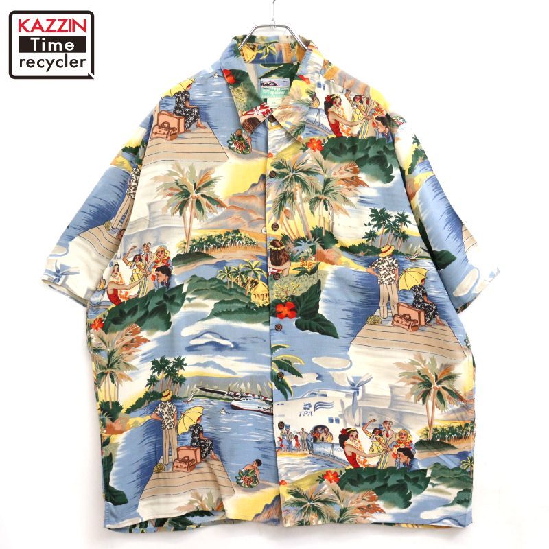 90s ハワイ製 vintage Reyn Spooner 総柄 レーヨン アロハシャツ