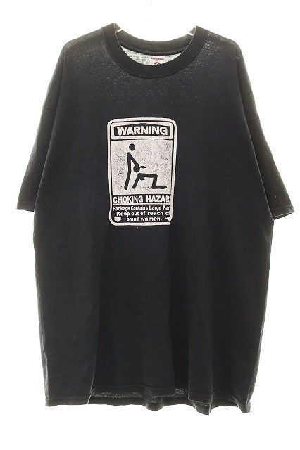 ヴィンテージ VINTAGE 00s CHOKING HAZARD TEE XLサイズ ピクトグラム プリント 半袖 Tシャツ ネイビー 【ブランド古着ベクトル】【中古】260716