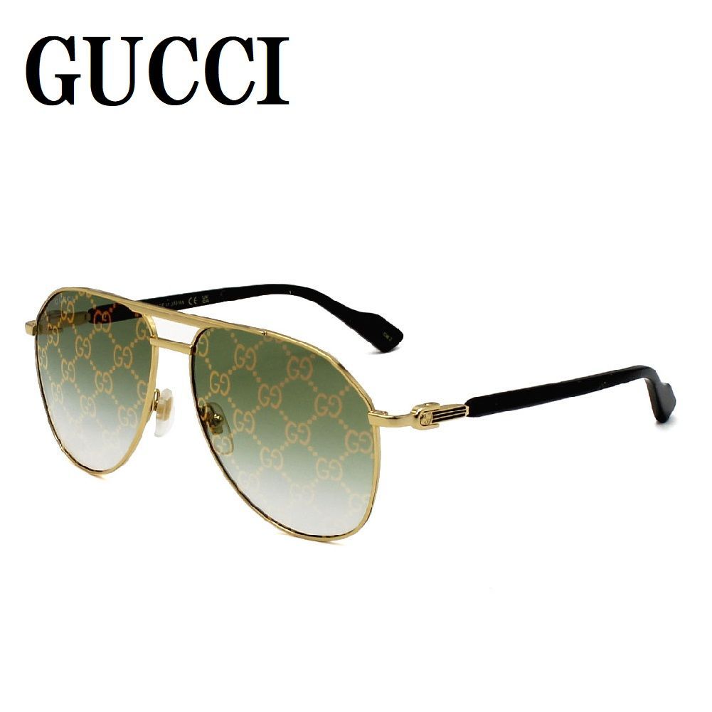 グッチ GUCCI GG1220S 004 サングラス ノーズパッド 眼鏡 UVカット メンズ レディース グリーン ゴールド