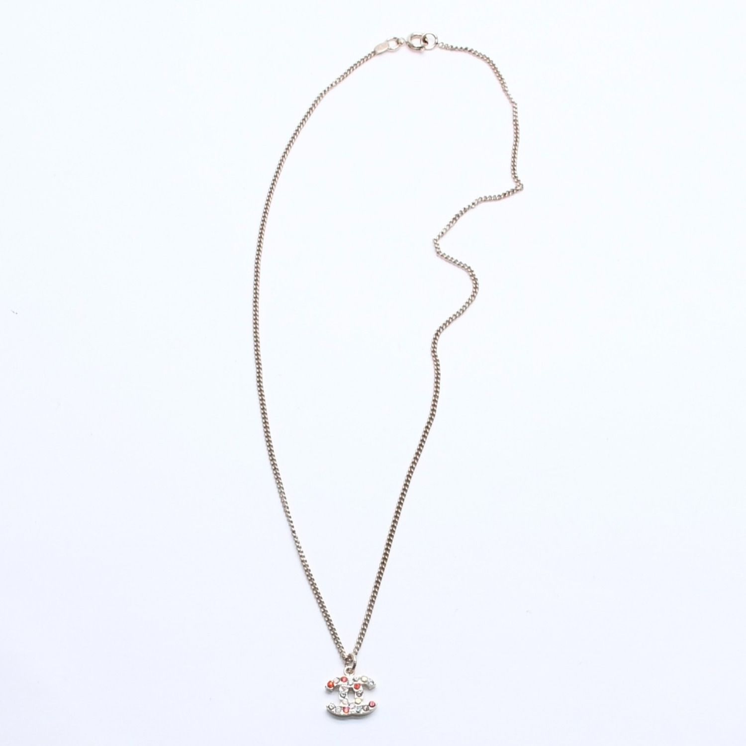 極美品 CHANEL シャネル ネックレス ゴールド マルチカラー ラインストーン 04A刻印 重量約5.12g 中古 4a005156