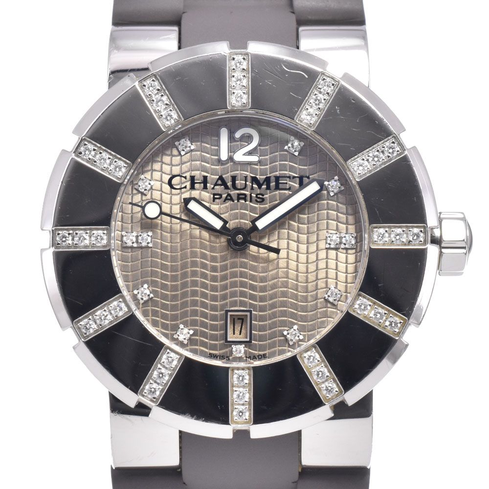 ショーメ Chaumet 622C クラスワン ダイヤモンド ブラウン クォーツ レディース 良品 箱付き 腕時計 Q#149305