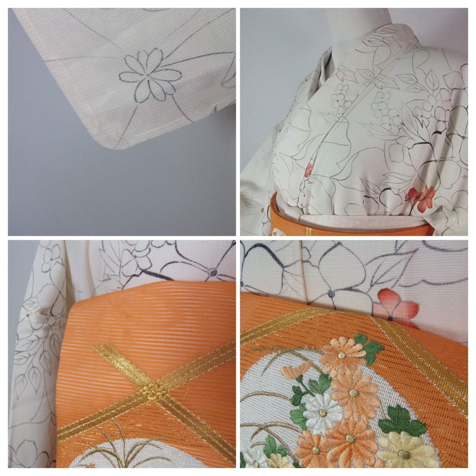優花の夏 駒絽 夏小紋 花文様 正絹 アイボリー 夏名古屋帯 美品 - メルカリ