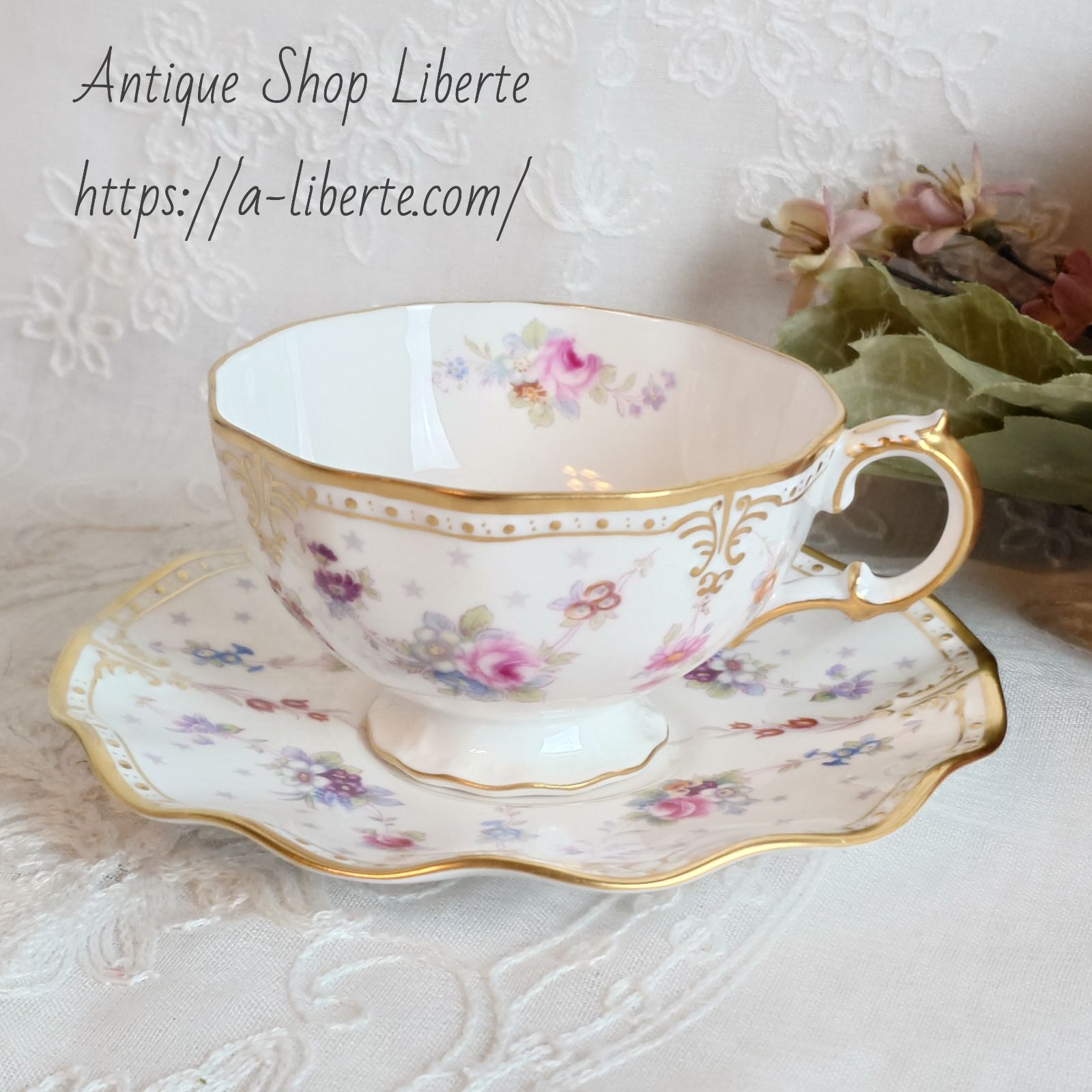 Royal Crown Derby（ロイヤルクラウンダービー） Cup&saucer Royal Antoinette ロイヤルアントワネット カップ＆ソーサー
