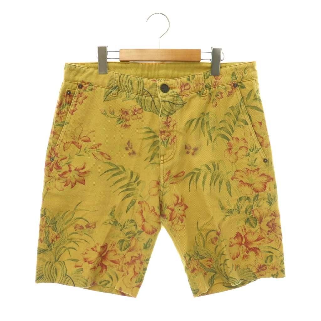 エトロ ETRO デニム ジーンズ 花柄 ハーフパンツ 総柄 32 イエロー マルチカラー /CX ■GY18