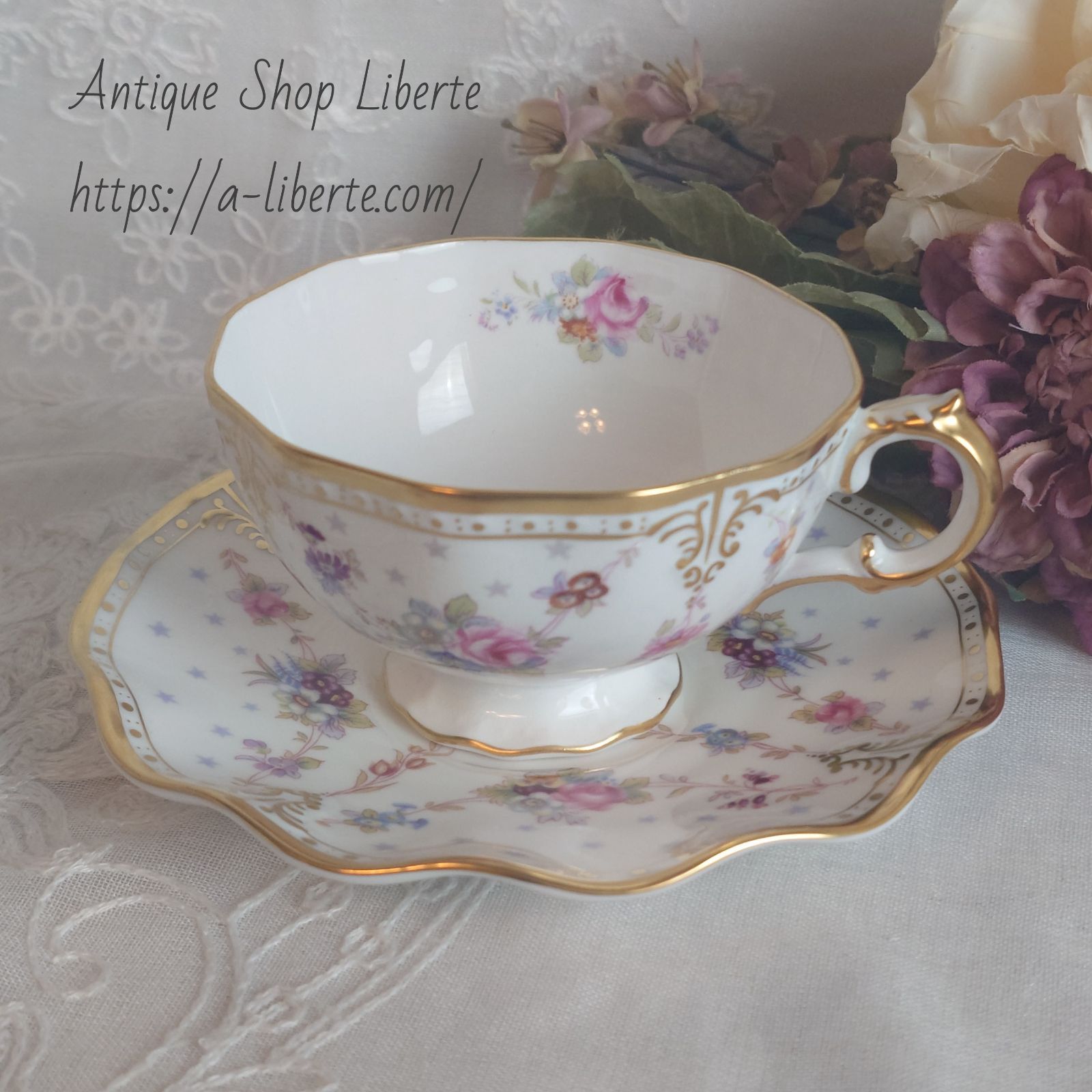 Royal Crown Derby（ロイヤルクラウンダービー） Cup&saucer Royal Antoinette ロイヤルアントワネット カップ＆ソーサー