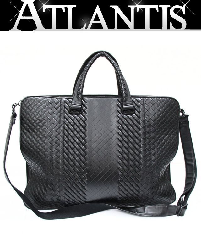BOTTEGA VENETA イントレチャート 2WAY ビジネスバッグ レザー 黒