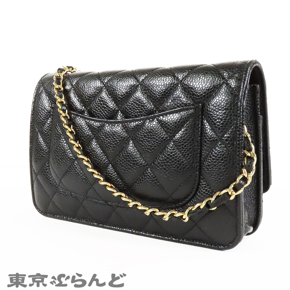 シャネル CHANEL チェーンウォレット 長財布 ブラック 黒 ゴールド金具