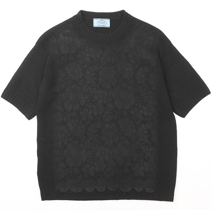 22AW PRADA プラダ　ロゴ　半袖ニット　レディース　ブラック　36号 SALE】【美品】PRADA プラダ ニット サイズ 36 レディース 2015年