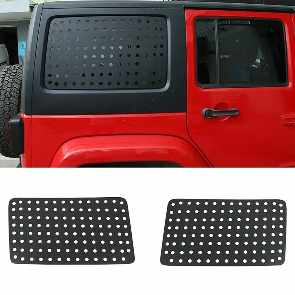 ジープ Jeep ラングラー WRANGLER JL 4ドア対応 リアドア三角窓パネルカバー 左右装飾トリム ブラック アルミ合金製 外装アクセント