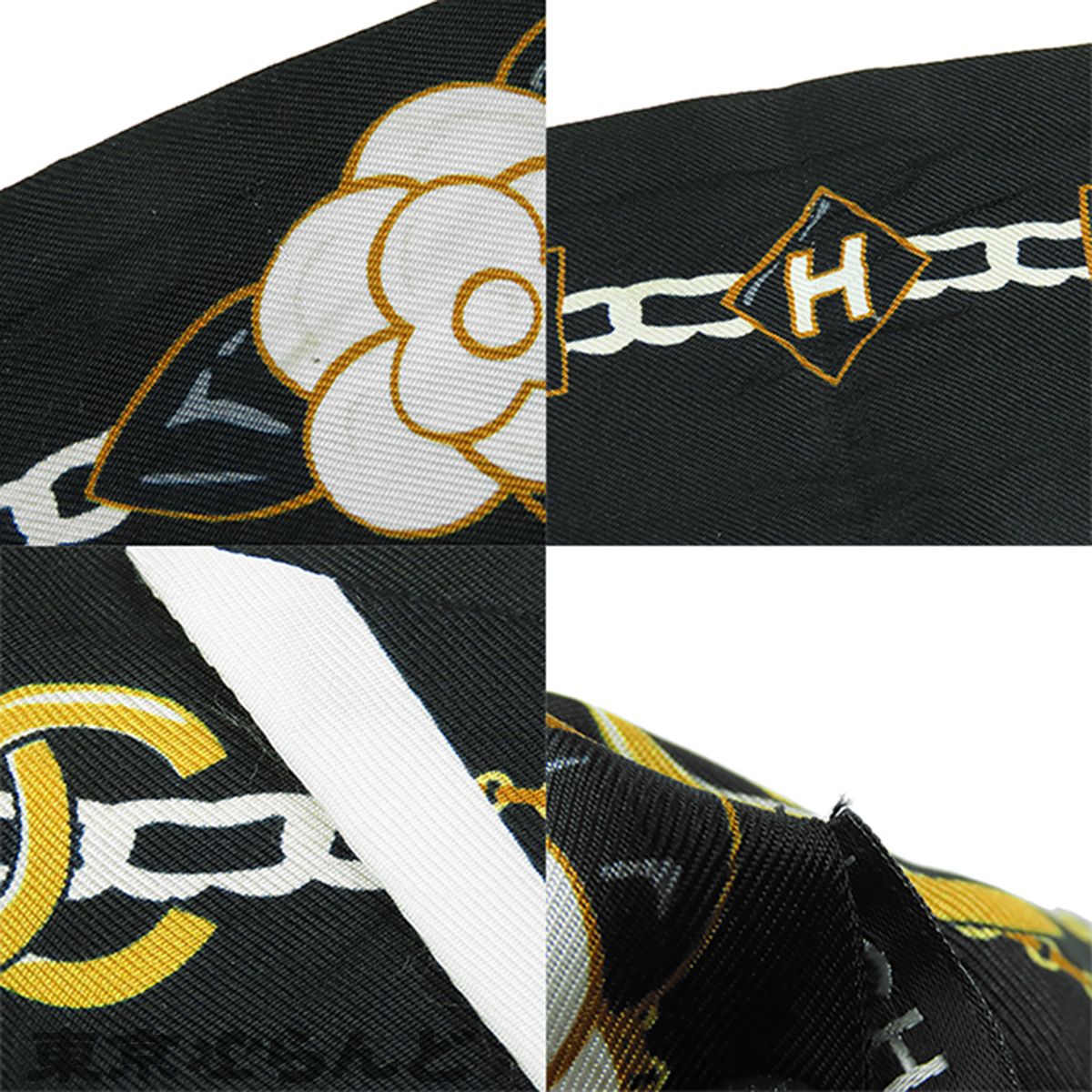 シャネル CHANEL スカーフ AA8232 ブラック 黒xホワイトxゴールド