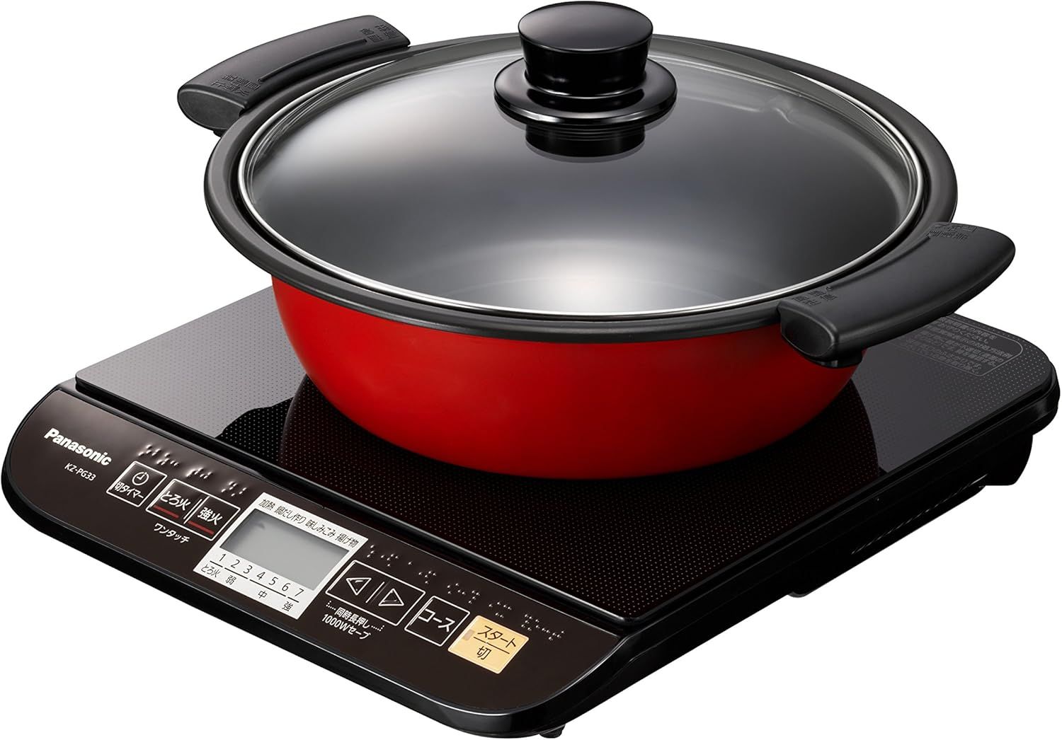 【動作確認済】【中古】パナソニック 卓上IH調理器 鍋付 ブラック KZ-PG33-K