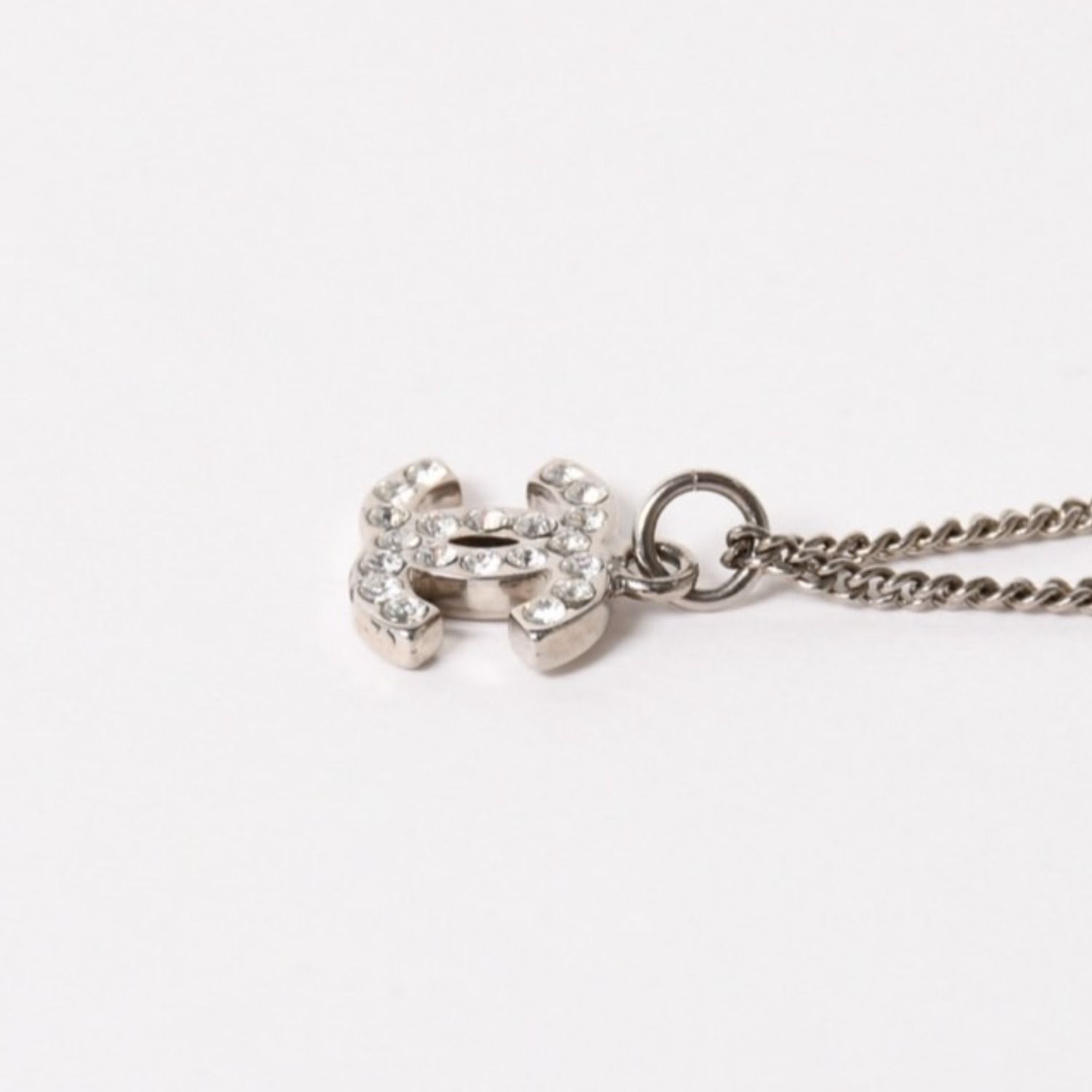極美品 CHANEL シャネル ココマーク ネックレス ラインストーン メタル