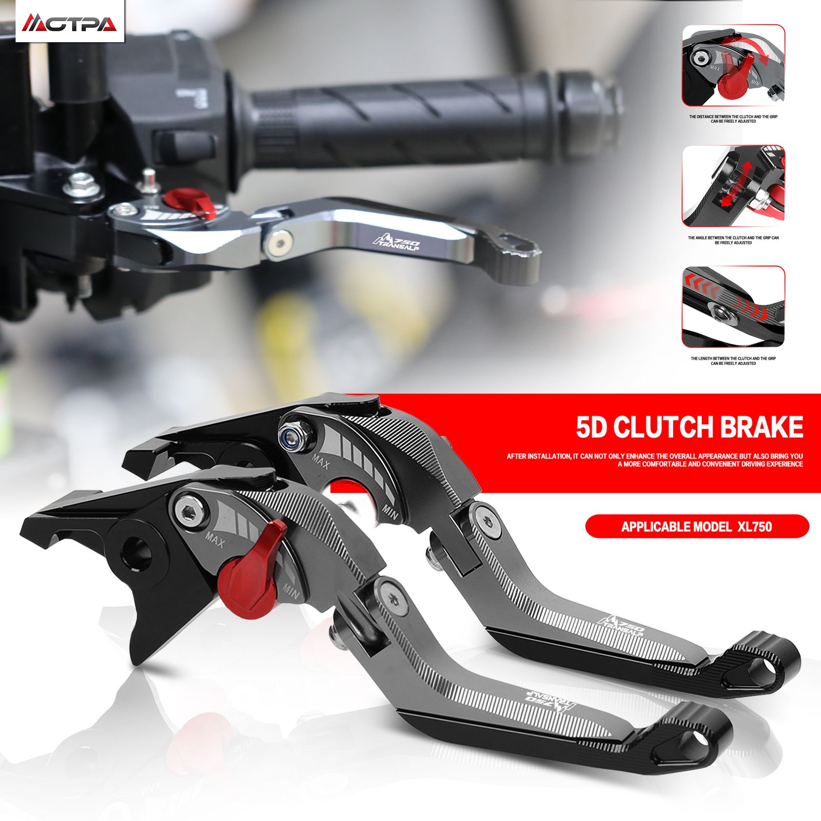 ホンダ XL750 TRANSALP 2023-2026 用 CNC 調整可能折りたたみクラッチブレーキレバー 7,139円