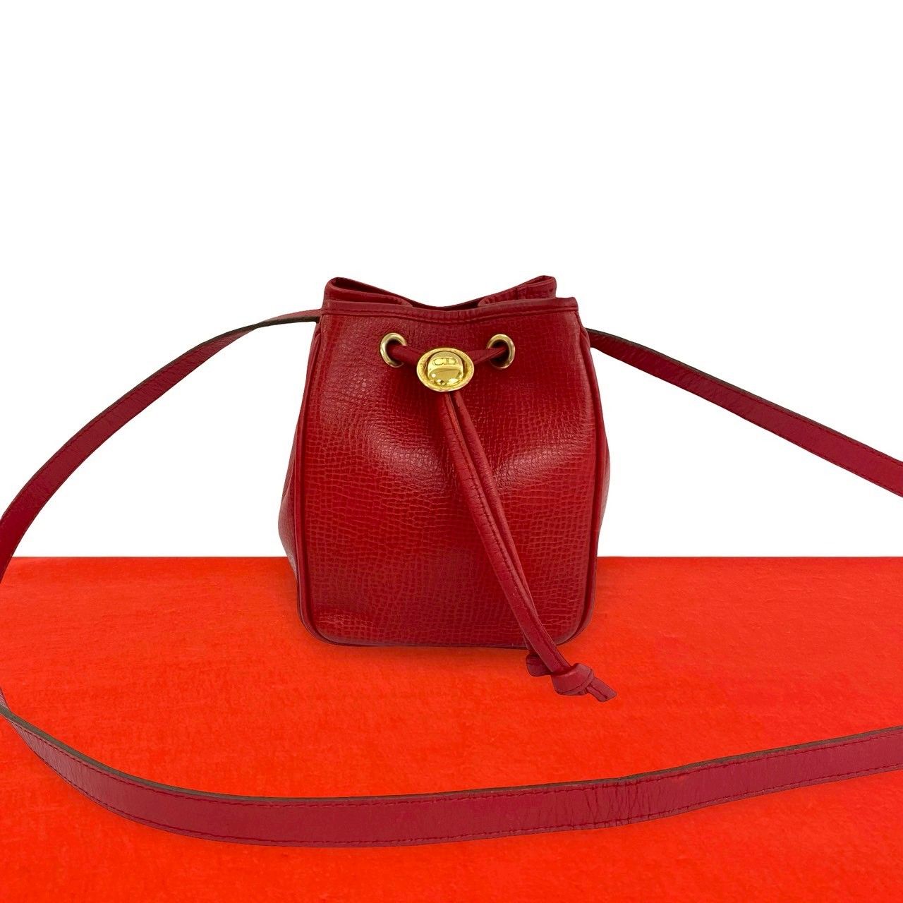 極 美品 Christian Dior クリスチャン ディオール CD ロゴ 金具 レザー