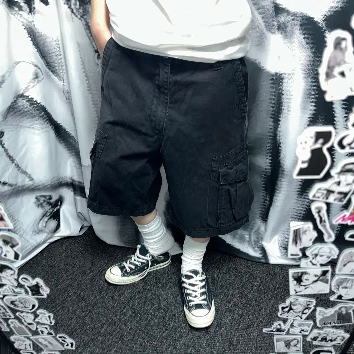 リーバイス ブラック バミューダ カーゴ パンツ