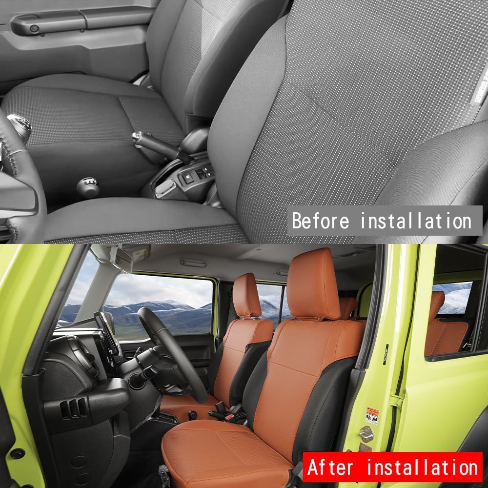 スズキ Suzuki ジムニーノマド JIMNY NOMADE 2025年モデル対応 ハーフシートプロテクター 11点セット ブラック・ブラウン レザー製 面ファスナー固定 車種専用設計