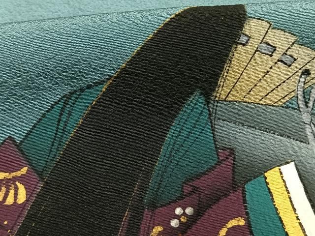 平和屋着物●訪問着　作家物　人物地紙花文　暈し染め　金彩　正絹　逸品　未使用　AABK1518fy