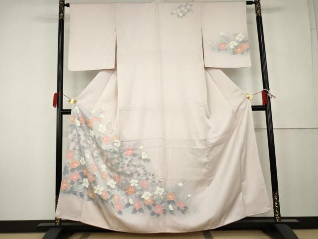 平和屋着物●訪問着　手描き　枝花文　暈し染め　正絹　逸品　AABK6331cs
