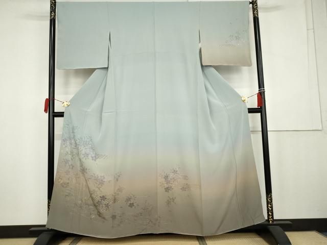 平和屋着物●中国三大刺繍　スワトウ刺繍　汕頭刺繍　訪問着　流水枝花文　暈し染め　正絹　逸品　AABK6371cs