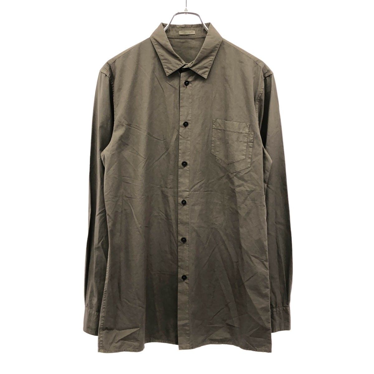 BOTTEGA VENETA ボッテガヴェネタ ポケットデザインコットンロングスリーブシャツ ブラウングレー系 39